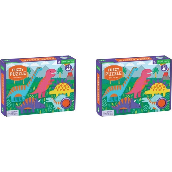 2x 42pc Mudpuppy Kids/Children Jigsaw Puzzle Toy 38x38cm Fuzzy Dinosaurs 3+