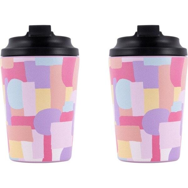 2x Splosh Sip By Splosh Abstract Stainless Steel Insulated Coffee Cup 380ml