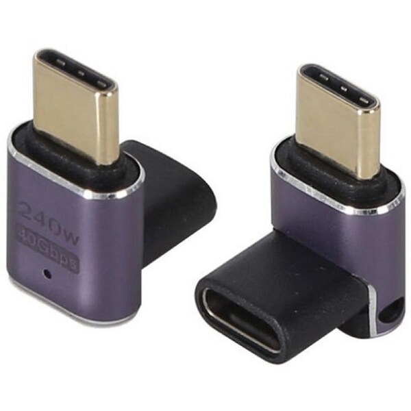 USB Type C Plug to USB Type C Socket Right Angle Adaptor - Top/Bottom