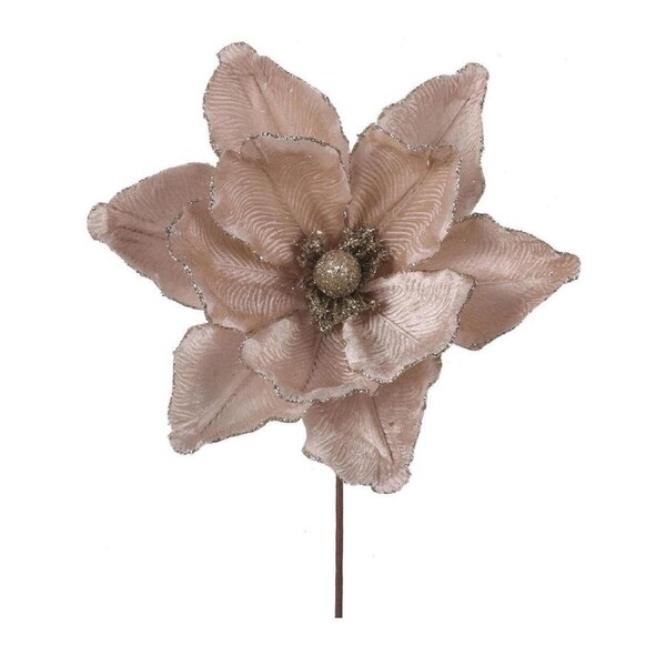 Taupe Magnolia Flower Christmas Tree Pick 30cm
