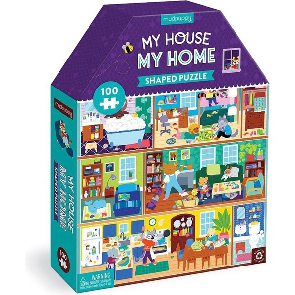 100pc Mudpuppy House Shaped Jigsaw Puzzle 43x56cm My House Play Game 5-8y