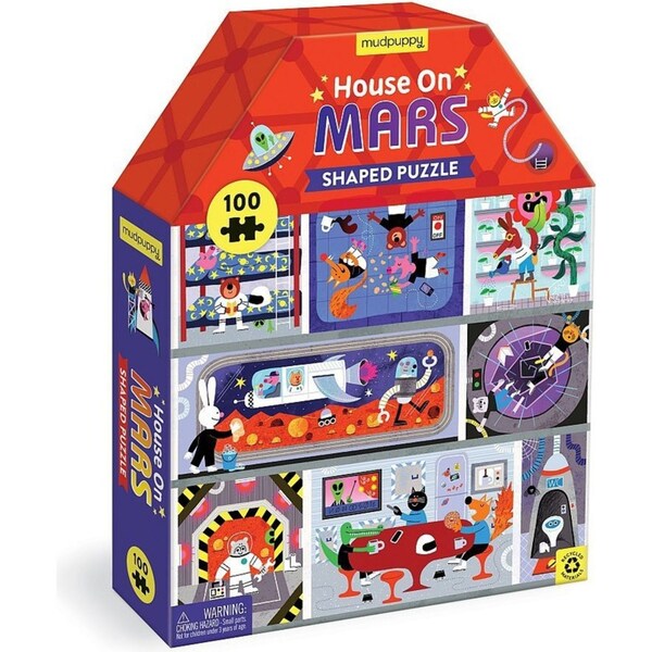 100pc Mudpuppy House Shaped Jigsaw Puzzle On Mars Kids Educational Game 5-8y