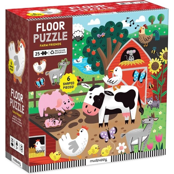 25pc Mudpuppy Floor Jigsaw Puzzle 23x9cm Farm Friends Kids Play Game 2y+
