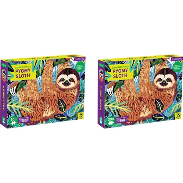 2x 300pc Mudpuppy Jigsaw Puzzle 61x46cm Pygmy Sloth Kids Educational Game 7y+