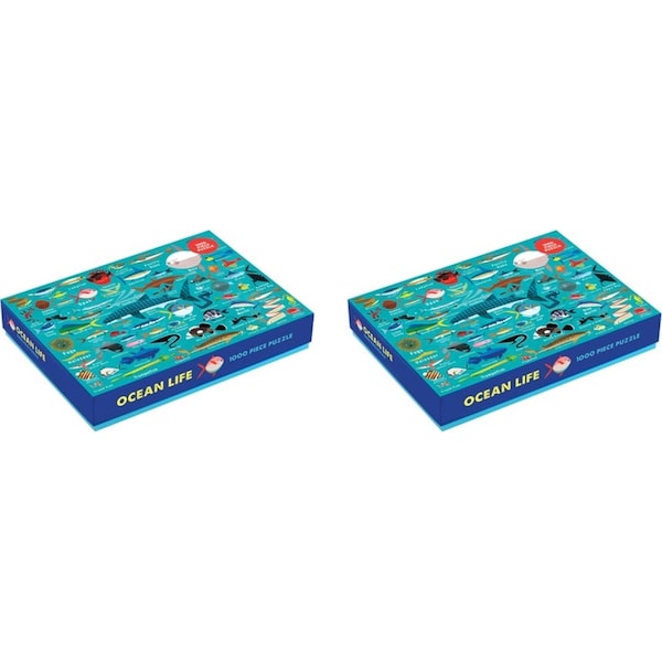 2x 1000pc Mudpuppy Family Jigsaw Puzzle 69x51cm Ocean Life Kids Play Game 6y+