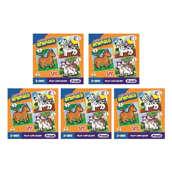 5x Frank Educational 12.5cm My First Puzzle Animals Kids Fun Jigsaw Game 3+