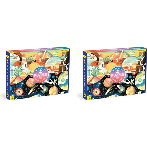 2x 100pc Mudpuppy Double-Sided Jigsaw Puzzle Space Mission 32x23cm Kids Game 6+