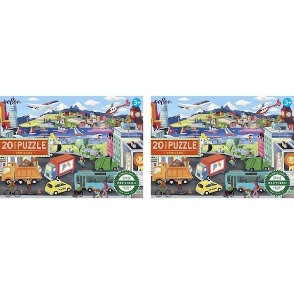2x 20pc eeBoo Kids/Children Jigsaw Puzzle 28x38cm Vehicles Educational Game 3y+