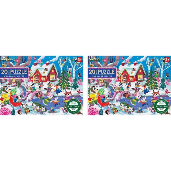 2x 20pc eeBoo Kids Jigsaw Puzzle 28x38cm Woodland Winter Educational Game 3+