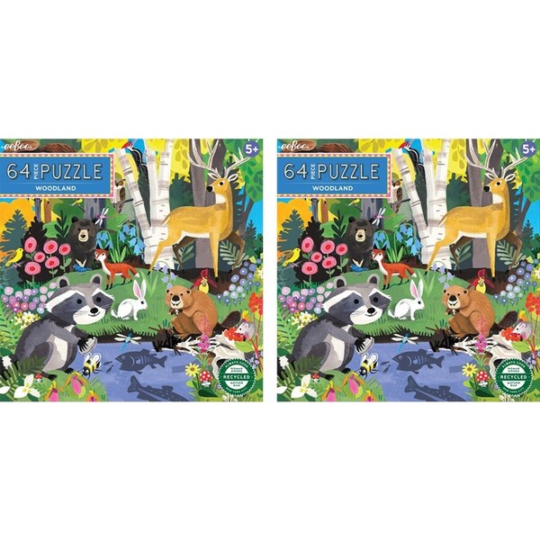 2x 64pc eeBoo Jigsaw Puzzle 38x38cm Kids Educational Fun Play Game Woodland 5+