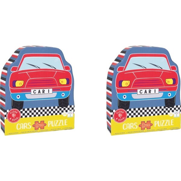 2x 12pc Floss & Rock Shaped Jigsaw Puzzle 29x25cm Cars Educational Play Game 3+