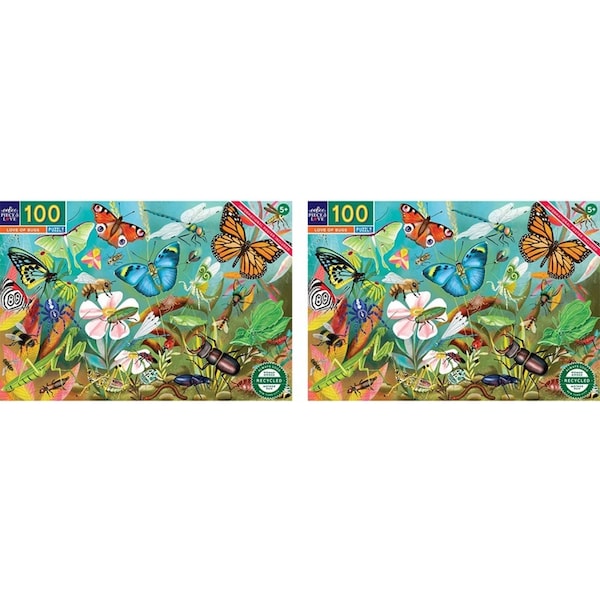 2x 100pc eeBoo Jigsaw Puzzle Love of Bugs 45x68cm Kids Educational Game 5y+
