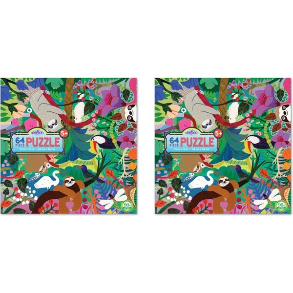 2x 64pc eeBoo Jigsaw Puzzle 38x38cm Kids Educational Play Game Sloth at Play 5+
