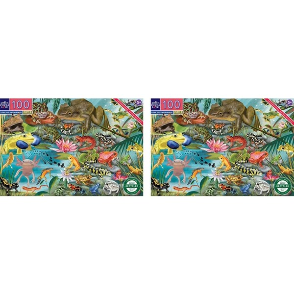 2x 100pc eeBoo Jigsaw Puzzle Love of Amphibians 45x68cm Educational Game 5+