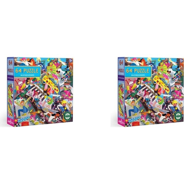2x 64pc eeBoo Jigsaw Puzzle 38x38cm Kids Educational Play Game Skateboarders 5+