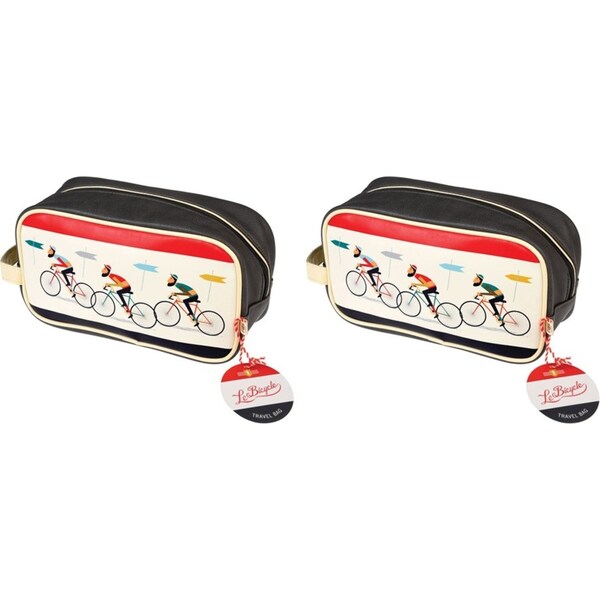 2x Rex London Le Bicycle Travel/Toiletry Wash Bag w/ 2 Internal Pockets 26x14cm