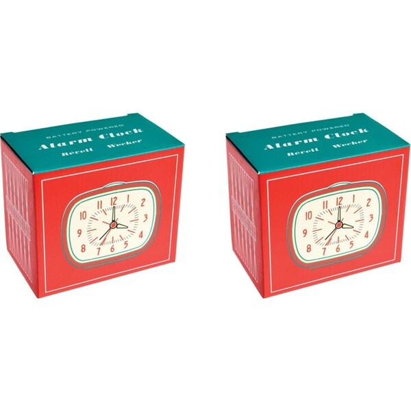 2x Rex London Retro Style Alarm Clock Indoor Home Tabletop/Bedside Decor Red