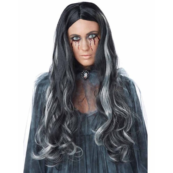 Bloody Mary Black and Grey Long Wig