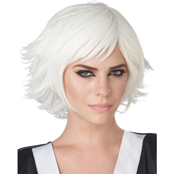 Feathered Short White Cosplay Wig