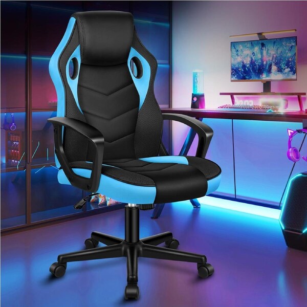 ALFORDSON Gaming Chair Racing Office Executive Computer Seat Work Light Blue