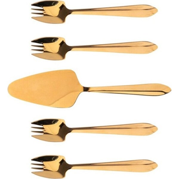 5pc Splayd Stainless Steel Cake Server/Spork Cutlery Utensil Set Rose Gold