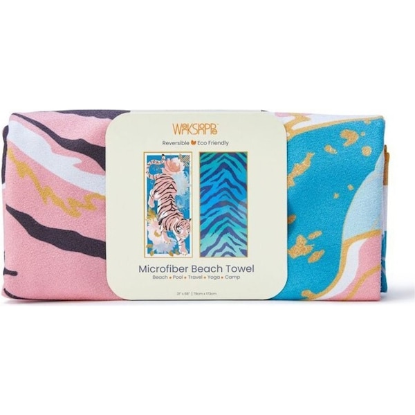 WerkShoppe Reversible Microfiber Beach Towel 79x173cm Large Crouching Tiger