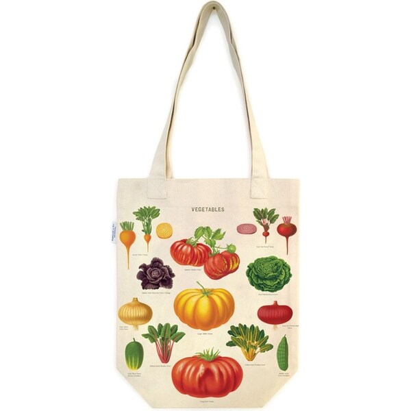 Cavallini Cotton Tote Bag Shopping Carry Handbag 33x40cm Vegetable Garden