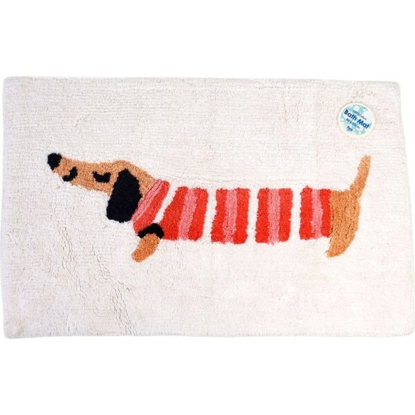 Rex London Tufted Cotton Bathmat Bath/Shower Rug Rect 50x80cm Sausage Dog