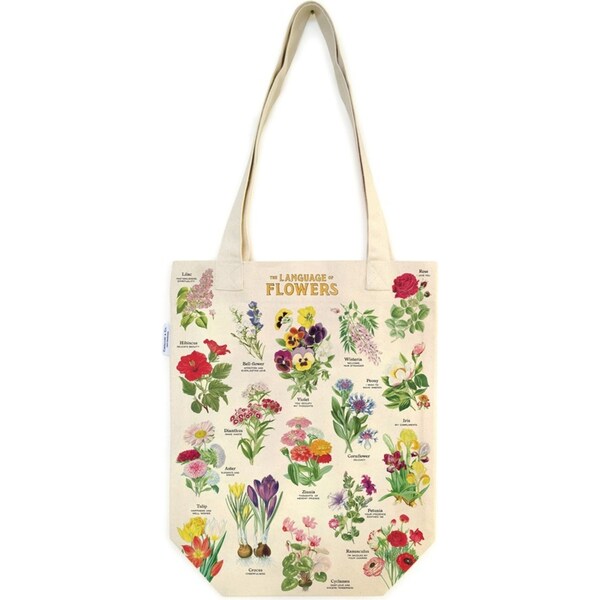 Cavallini Cotton Tote Bag Shopping Carry Handbag 33x40cm Language of Flowers