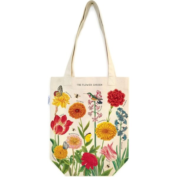 Cavallini Cotton Tote Bag Shopping Carry All Handbag 33x40cm Flower Garden