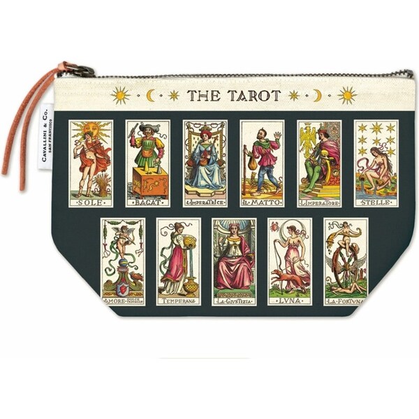 Cavallini Cotton Hand Carry Zipped Pouch Storage Organiser 22x15cm Tarot