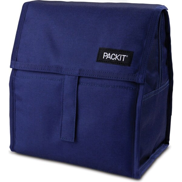 PackIt Freezable Polycanvas Lunch Bag Food Storage Rect 29.5cm True Blue