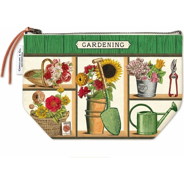 Cavallini Cotton Hand Carry Zipped Pouch Storage Organiser Gardening 22x15cm