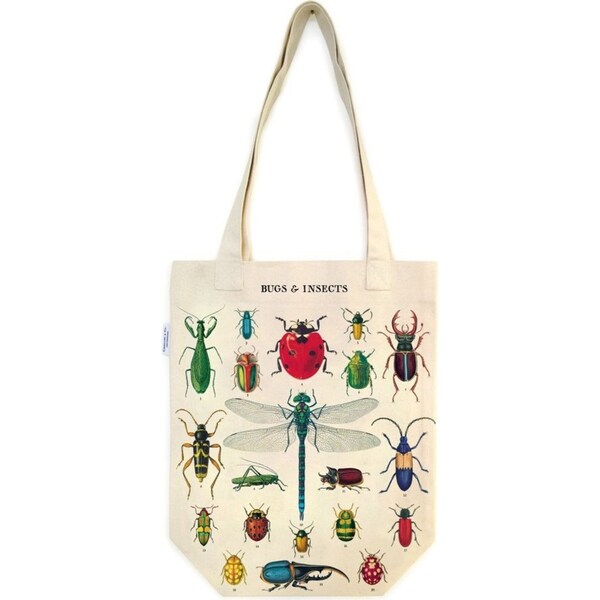 Cavallini Cotton Tote Bag Shopping Carry All Handbag 33x40cm Bugs & Insects