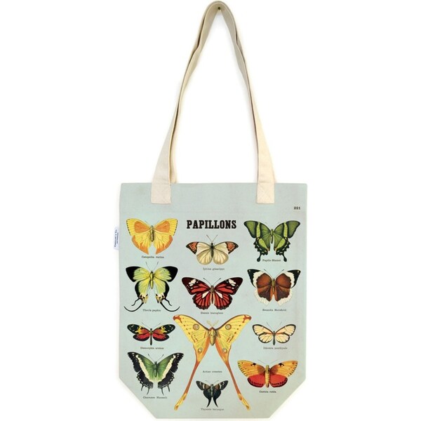 Cavallini Cotton Tote Bag Travel/Shopping Carry Handbag 33x40cm Butterflies