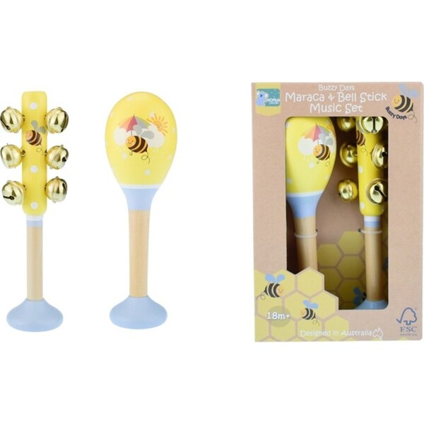 Koala Dream Buzzy Days Bee Maraca & Bellstick Set Kids/Childrens Toy 18m+