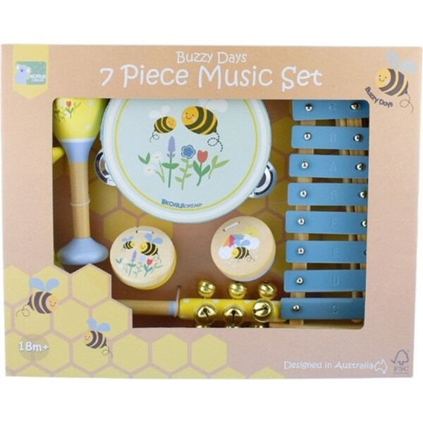 7pc Koala Dream Buzzy Days Bee Musical Set Kids/Childrens Wooden Toy 18m+