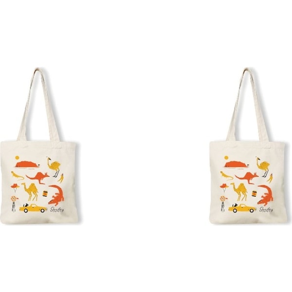 2x Sunday Paper Women's Cotton Canvas Tote Bag Beach Carry 42cm Outback New