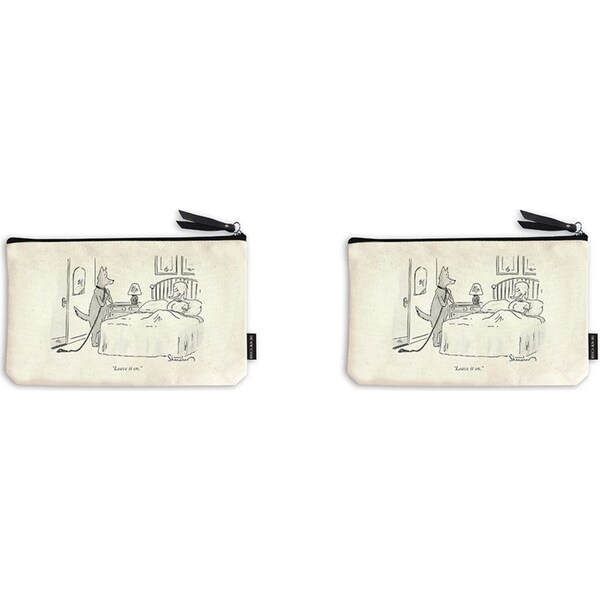 2x The New Yorker Cotton Canvas Zippered Pouch Purse 25x16cm WHT Leave It On