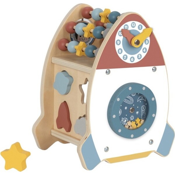 Tooky Toy Activity Space Rocket Kids/Childrens Wooden Interactive Toy 18m+