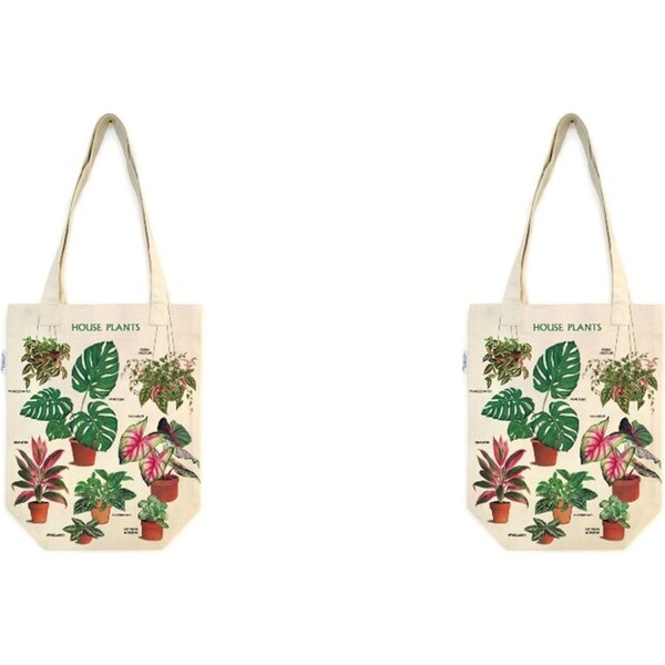 2x Cavallini Cotton Tote Bag Travel/Shopping Carry Handbag 33x40cm House Plants