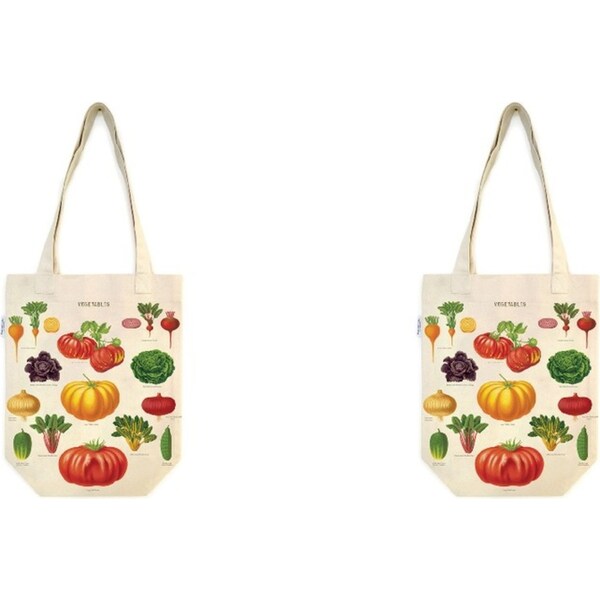2x Cavallini Cotton Tote Bag Shopping Carry Handbag 33x40cm Vegetable Garden