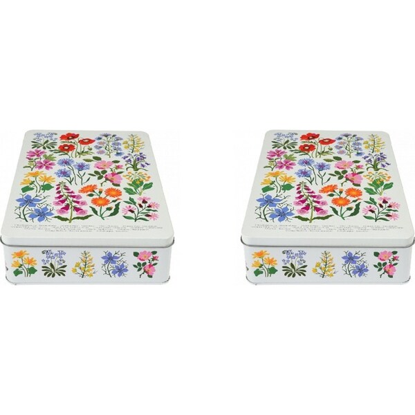 2x Rex London Biscuit Tin Kitchen Food Storage Can 19x27cm Rect Wild Flowers
