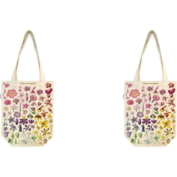 2x Cavallini Cotton Tote Bag Shopping Carry All Handbag 33x40cm Flora Specimens