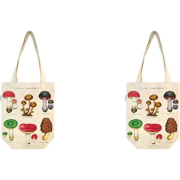 2x Cavallini Cotton Tote Bag Travel/Shopping Carry Handbag 33x40cm Mushrooms
