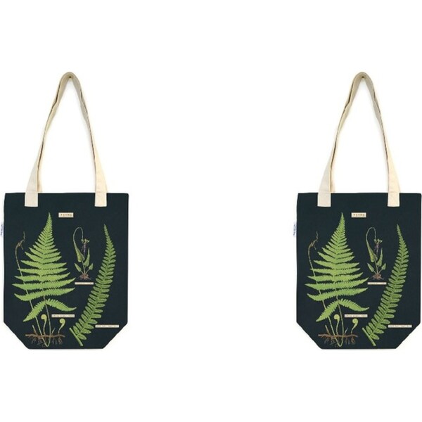 2x Cavallini Cotton Tote Bag Travel/Shopping Carry All Handbag 33x40cm Ferns