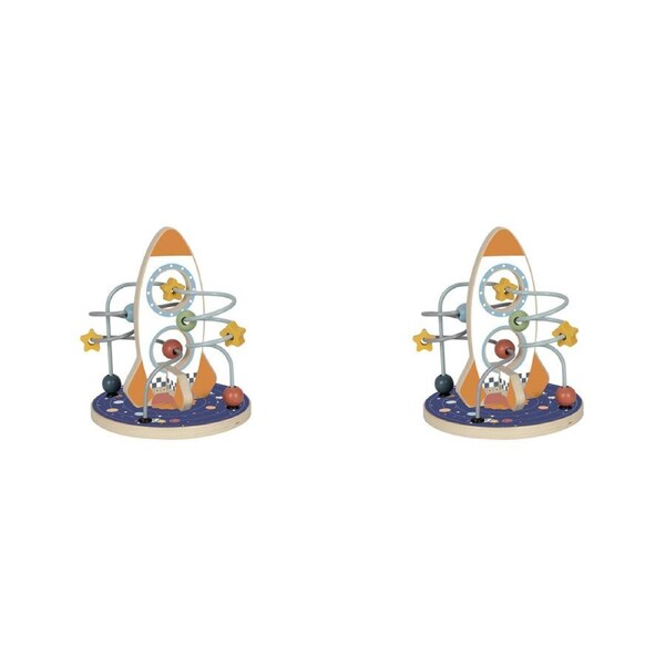 2x Tooky Toy Space Rocket Bead Maze Kids/Childrens Wooden Interactive Toy 24m+