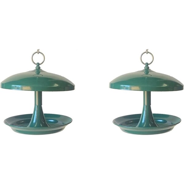 2x Percell Metal Outdoor Powder Coated Hanging Bird Animal Food Feeder - Green