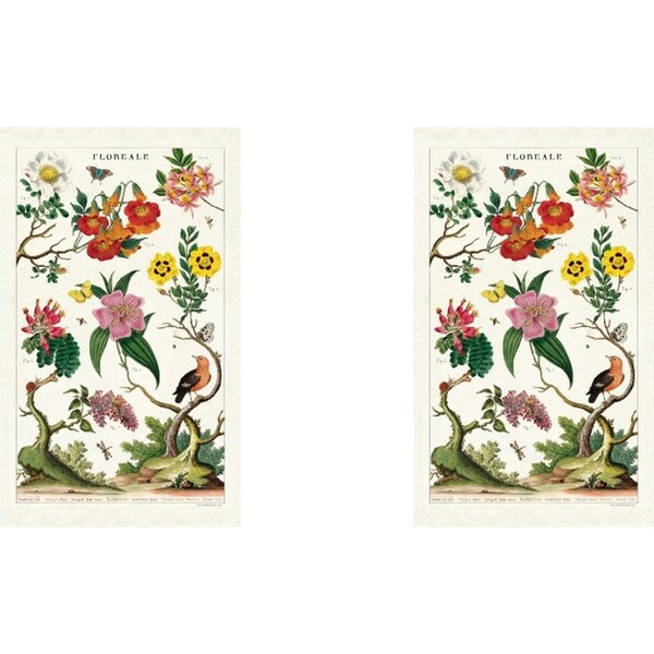 2x Cavallini Cotton Kitchen Tea Towel Absorbent Dish Cloth 48x80cm Floreale