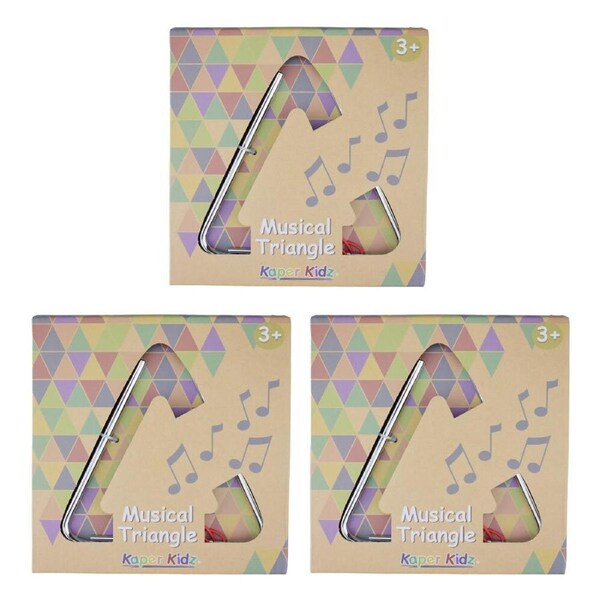 3x Kaper Kidz Metal Music Triangle 15cm Kids/Childrens Musical Play Toy 3y+